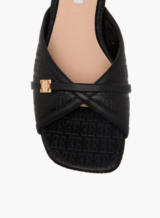 ELLE Women Monogram Debossed Slide Sandals - Image 4