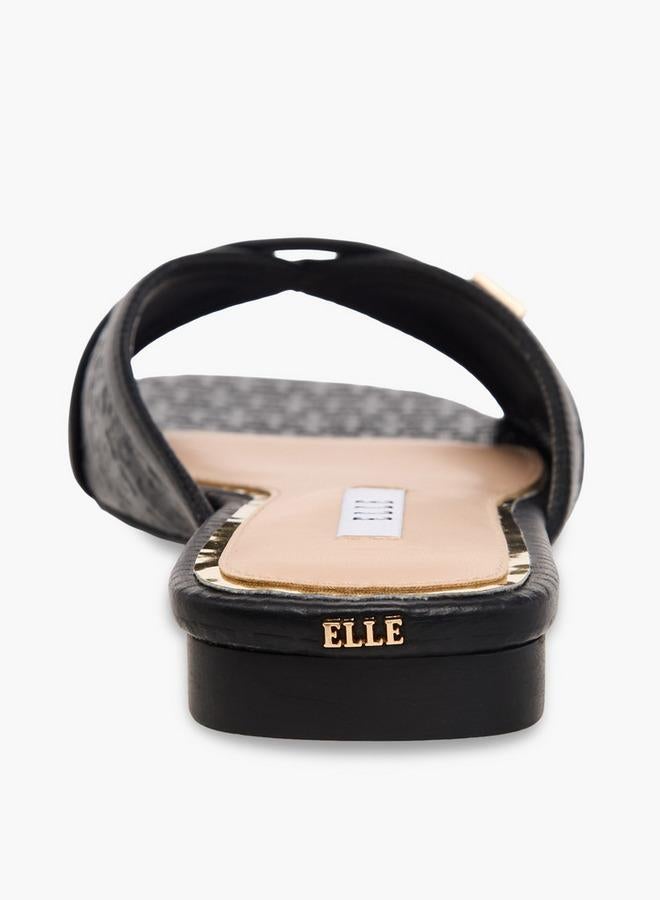 ELLE Women Monogram Debossed Slide Sandals - Image 5