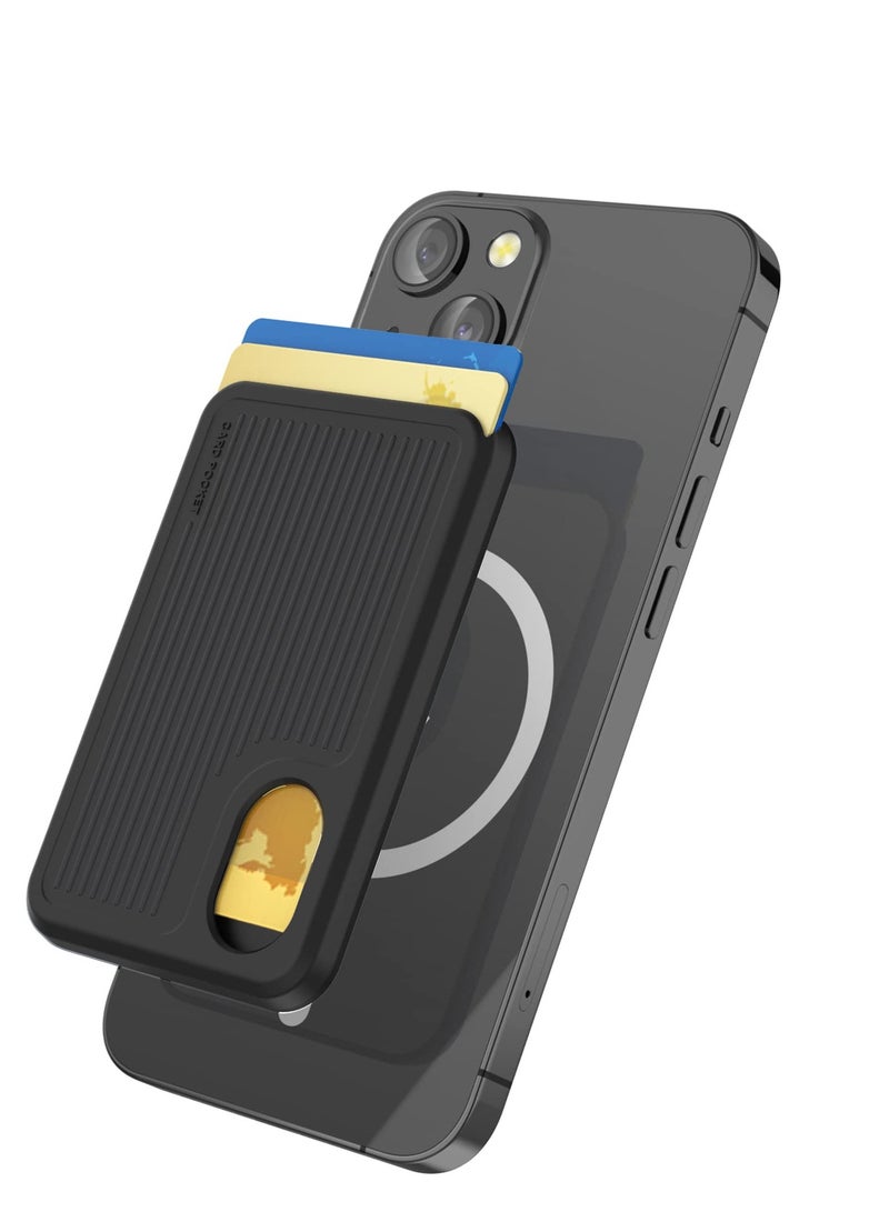 Excefore Card Holder for Back of iPhone 12-15 Series, with MagSafe Strong Magnetic RFID Shielding Silicone Wallet, Magnetic Card Wallet Holder Compatible with iPhone 12-15 Series - Image 1