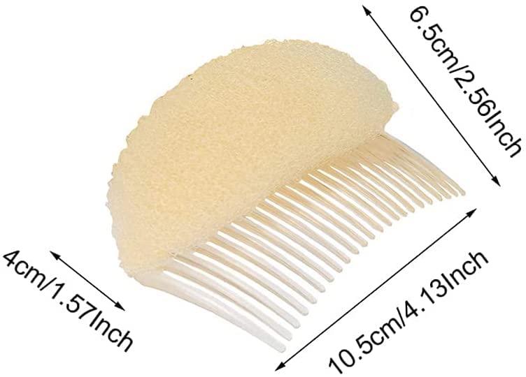 ericotry Hair Comb, 2PCS Charming Bump It Up Volume Inserts Hair Decoration Comb Sponge Foam Do Beehive hair styler Insert Tool (Beige, Nylon) - Image 2