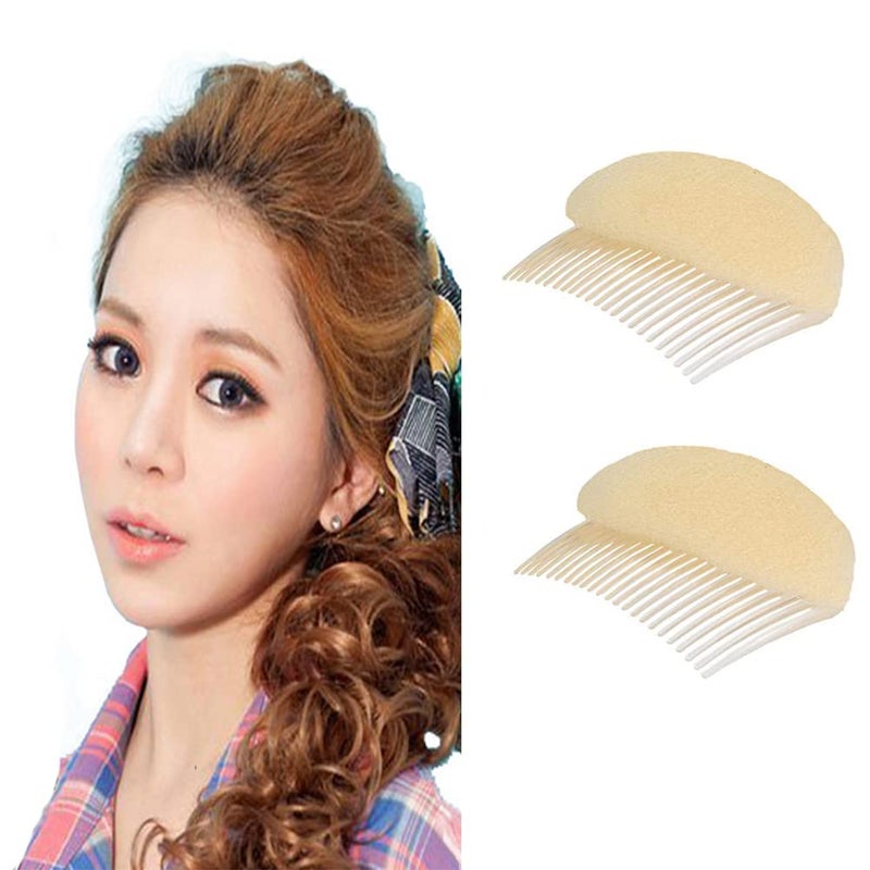 ericotry Hair Comb, 2PCS Charming Bump It Up Volume Inserts Hair Decoration Comb Sponge Foam Do Beehive hair styler Insert Tool (Beige, Nylon) - Image 5