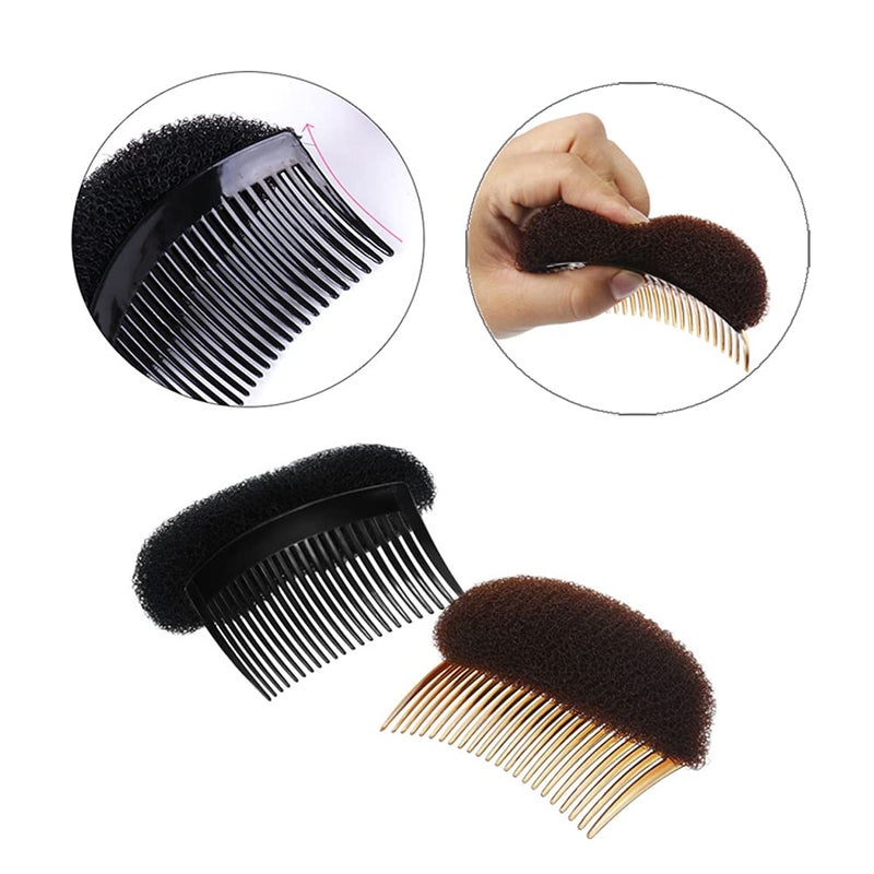 ericotry Hair Comb, 2PCS Charming Bump It Up Volume Inserts Hair Decoration Comb Sponge Foam Do Beehive hair styler Insert Tool (Beige, Nylon) - Image 4