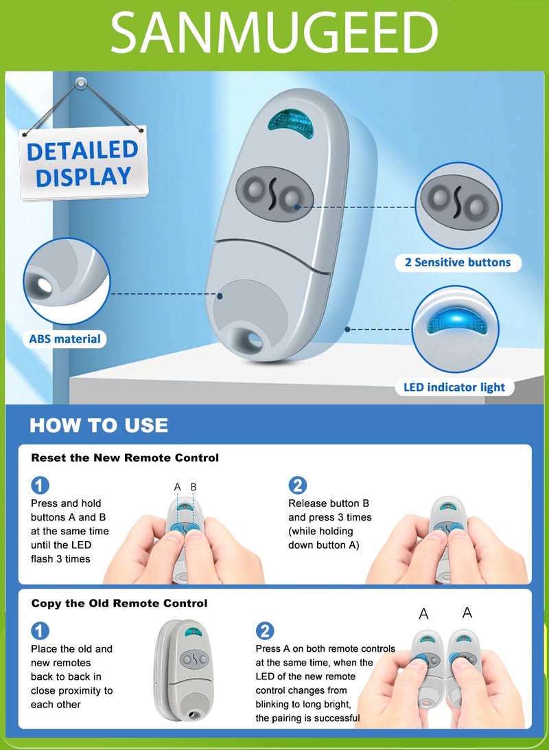 سانموجيد جهاز تحكم عن بعد محمول باليد مكون من قطعتين لـ 433 ميجا هرتز من طراز Came Top 432NA و432SA و432M و432E وجهاز إرسال لفتح بوابة المرآب - Image 5