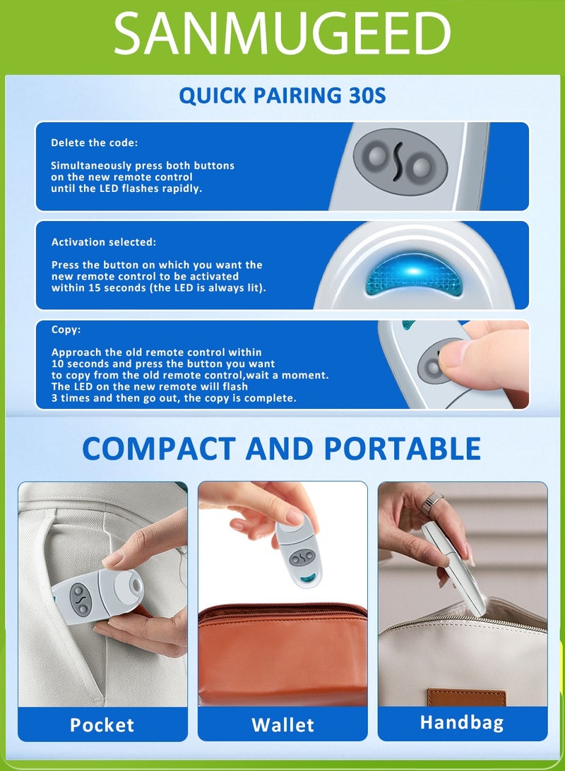 سانموجيد جهاز تحكم عن بعد محمول باليد مكون من قطعتين لـ 433 ميجا هرتز من طراز Came Top 432NA و432SA و432M و432E وجهاز إرسال لفتح بوابة المرآب - Image 4