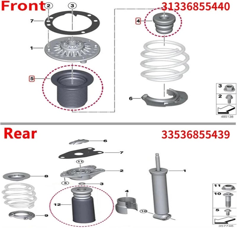 Yurefax 2Pcs Car Suspension Strut Bumper Shock Absorber Kit - Image 3