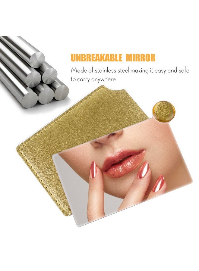 IBEET Unbreakable Stainless Steel Makeup Mirrorsvanity Mirror Small For Purse Handbag Travel Rectangular Handheld Compact Pocket Mirror Tiny Wallet Mirror Plate For Makeup  - Image 2