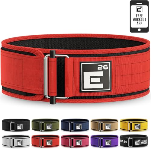 Element 26 Self-Locking Weight Lifting Belt - Premium Weightlifting Belt for Serious Functional Fitness, Power Lifting, and Olympic Lifting Athletes - Squat, Deadlift Men & Women (Medium, Red) - Image 1