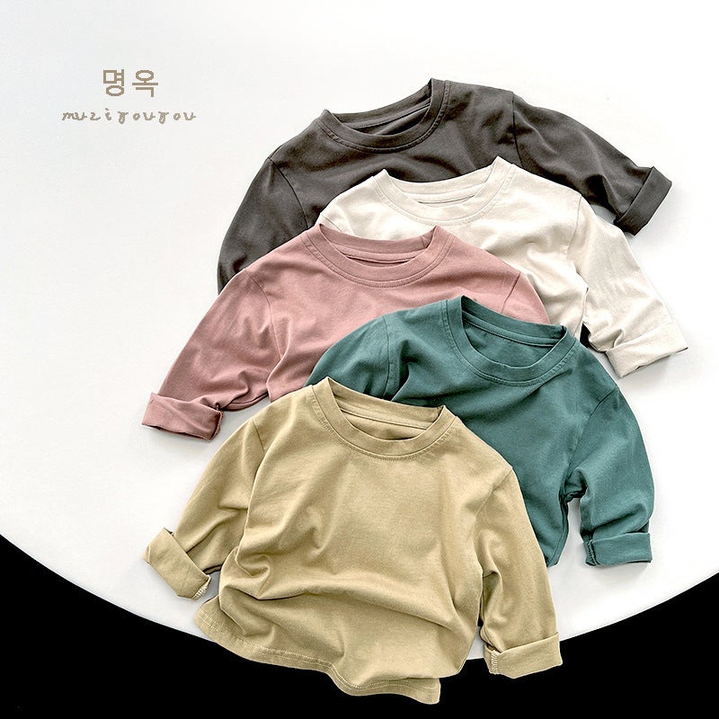 Children's five-color T-shirt ~ 2025 Spring and Autumn Girls' Joker Cotton Top Girls' Baby Korean Mori Base Shirt Tide - Image 2