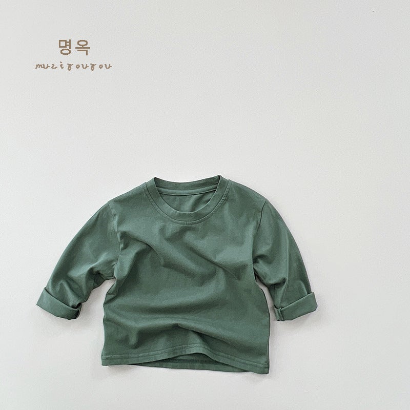 Children's five-color T-shirt ~ 2025 Spring and Autumn Girls' Joker Cotton Top Girls' Baby Korean Mori Base Shirt Tide - Image 1