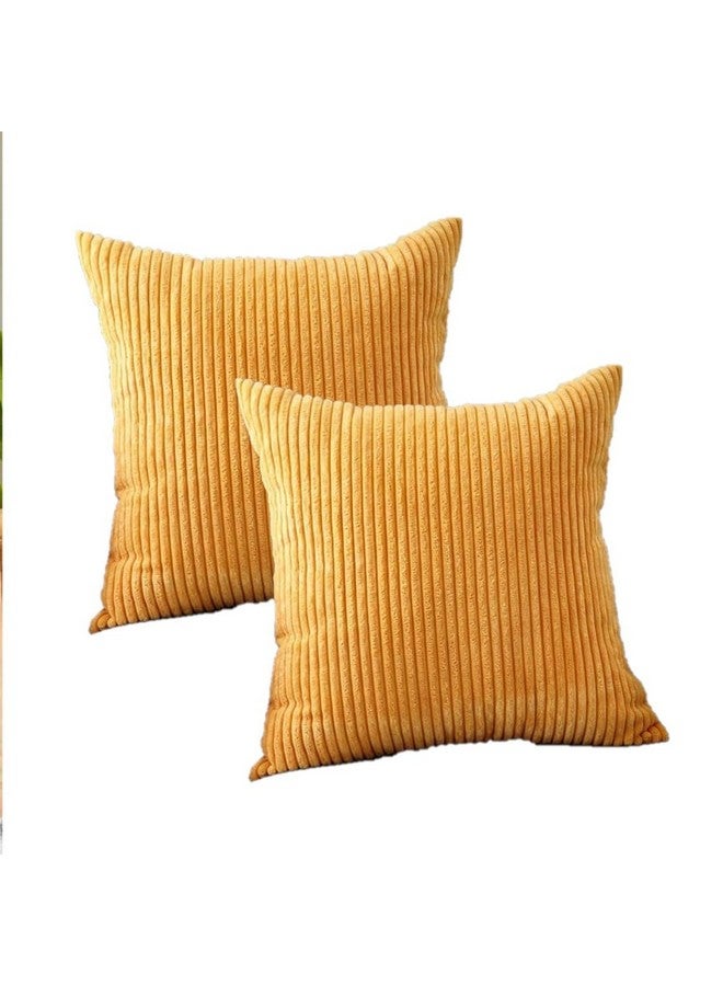Guffaw Corduroy Cushion Covers with Stripe Pattern Multiple Sizes and Colors Pack of 2 for Couch Bedroom Sofa Living Room Bed Chair (Mustard Yellow, 16x16) - Image 3