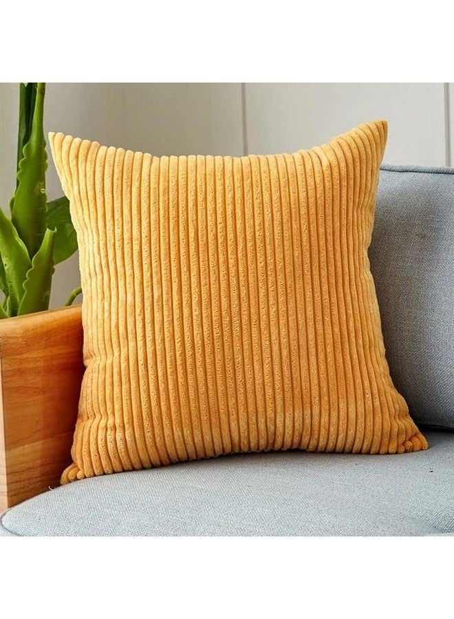 Guffaw Corduroy Cushion Covers with Stripe Pattern Multiple Sizes and Colors Pack of 2 for Couch Bedroom Sofa Living Room Bed Chair (Mustard Yellow, 16x16) - Image 5