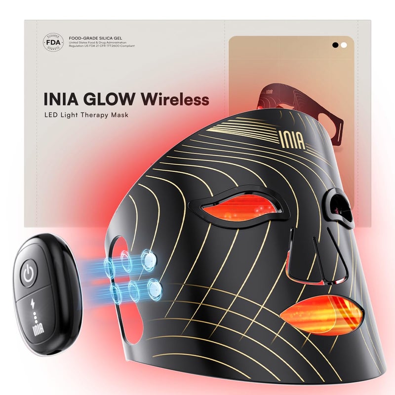 INIA Red Light Therapy Mask for Face Glow Wireless LED Face Mask Light Therapy with NearInfrared Red Light NIR Rechargeable and Ergonomic Design for Home Travel - Image 3