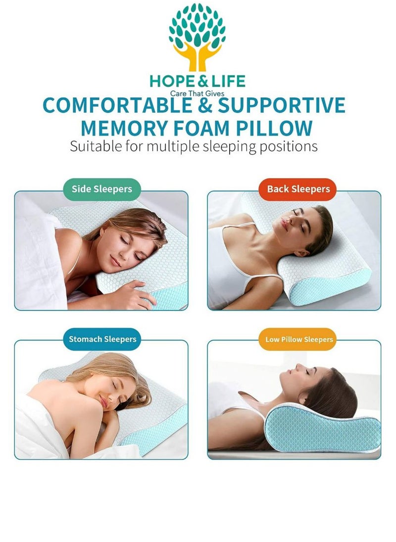 Hope And Life - Memory Foam Contour Pillow Provides Proper Neck and Neck Support - 60*35*9/11cm - Image 1