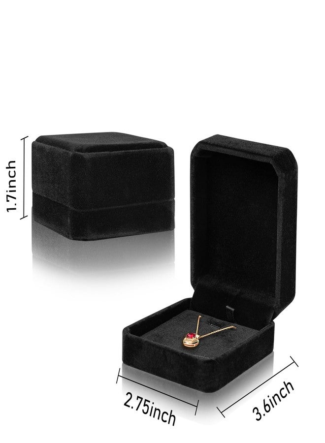 Lamoutor 1Pcs Velvet Necklace Pendant Gift Box Jewelry Gift Box (Black) - Image 2