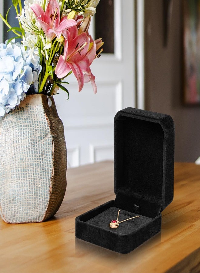 Lamoutor 1Pcs Velvet Necklace Pendant Gift Box Jewelry Gift Box (Black) - Image 3
