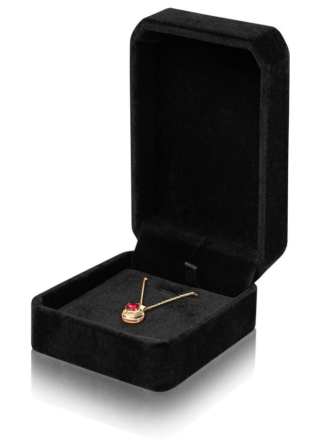Lamoutor 1Pcs Velvet Necklace Pendant Gift Box Jewelry Gift Box (Black) - Image 1