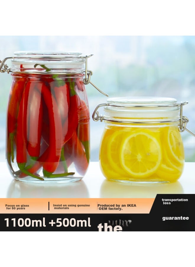 Scybe Glass Storage Jars, Food-grade Glass Containers For Jam, Honey, And Storage, Pandora 0.5l + 1.1l - Image 1