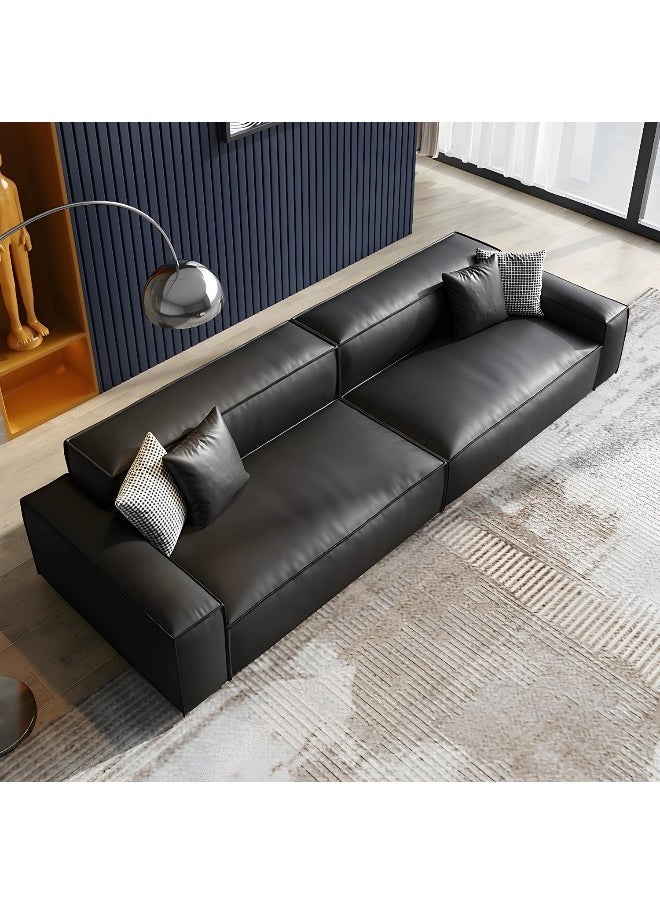 Contemporary Faux Leather Standard Sofa In Black With Single Chair and Ottoman - pzsku/ZAD4F5A4D62DADADD654FZ/45/_/1725443156/149a8702-82f8-4965-8014-dea9c9c04992