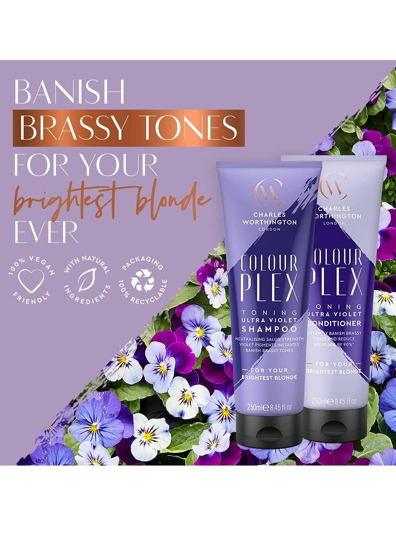 CHARLES WORTHINGTON Colourplex Toning Ultra Violet Shampoo Purple Shampoo for Blonde Hair Toning Shampoo for Blondes Purple Pigment Shampoo 250ml  - Image 4