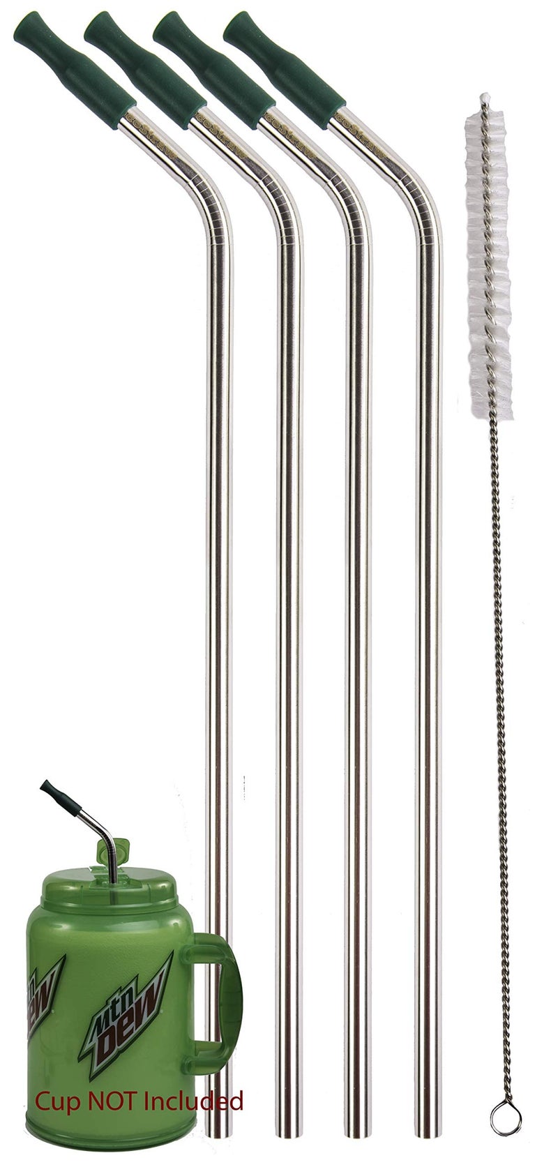 CocoStraw 4 JUMBO 14" Stainless Steel 100 oz Straw + 4 Silicone Tips HUGE SUPER LONG Drinking Wide Insulated Whirley Travel Mug FOAM Truck Stop Cup (4 Jumbo Straws) - Image 1