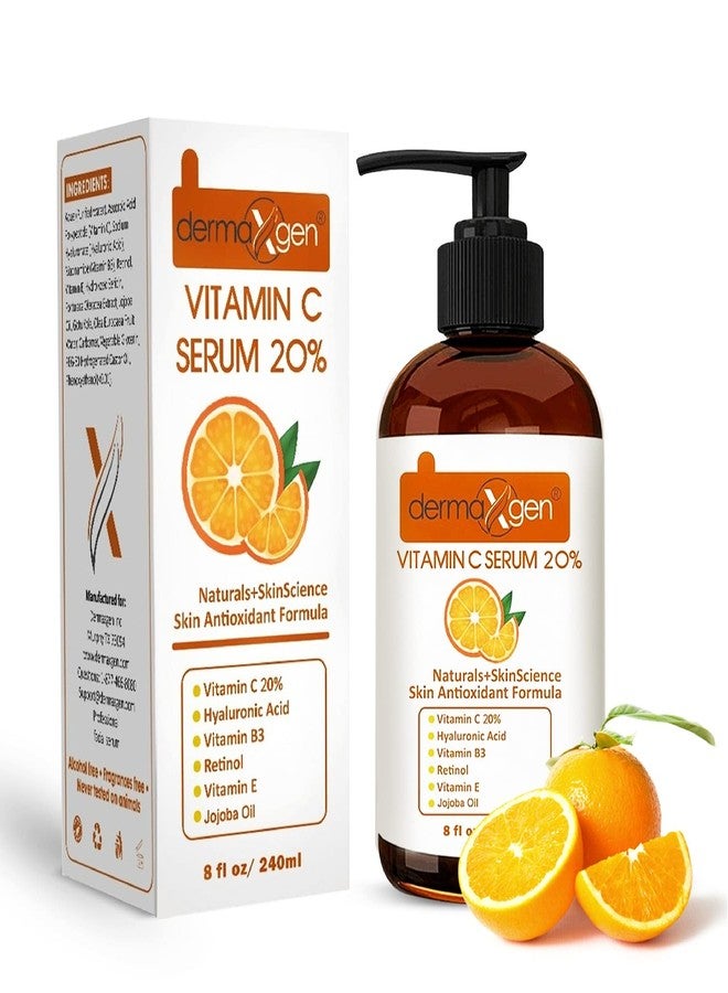 Dermaxgen 20% Vitamin C Serum + Hyaluronic Acid + Retinol + Vitamin E + Vitamin B PURE ORGANIC- Boost Skin Collagen, Moisturizer, Anti Aging & Wrinkle Facial Serum - Image 1