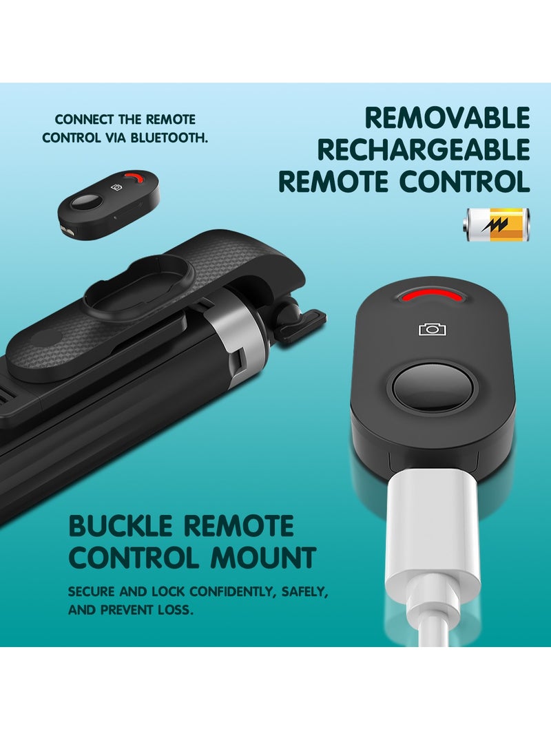 3-in-1 Bluetooth Selfie Stick with 360° Rotation, Portable and Wireless Selfie Tool with Remote for Convenient Photography - Image 4