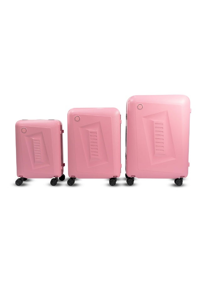 20 inch 24 inch 28 inch PP carry on suitcase 3 piece traveling luggage sets fashion style rolling trolley bag (Pink)  - Image 1