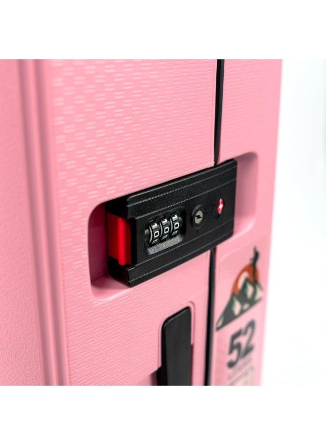 20 inch 24 inch 28 inch PP carry on suitcase 3 piece traveling luggage sets fashion style rolling trolley bag (Pink)  - Image 5
