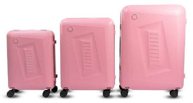 20 inch 24 inch 28 inch carry on suitcase 3 piece traveling luggage sets fashion style rolling trolley bag (Pink)