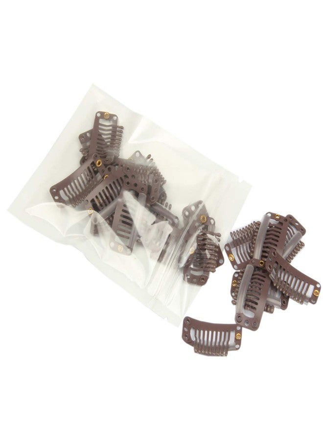FeiHong 20pcs Snap Clips for Hair Extenisons 9 Teeth Wig Clips, Dark Brown - Image 2