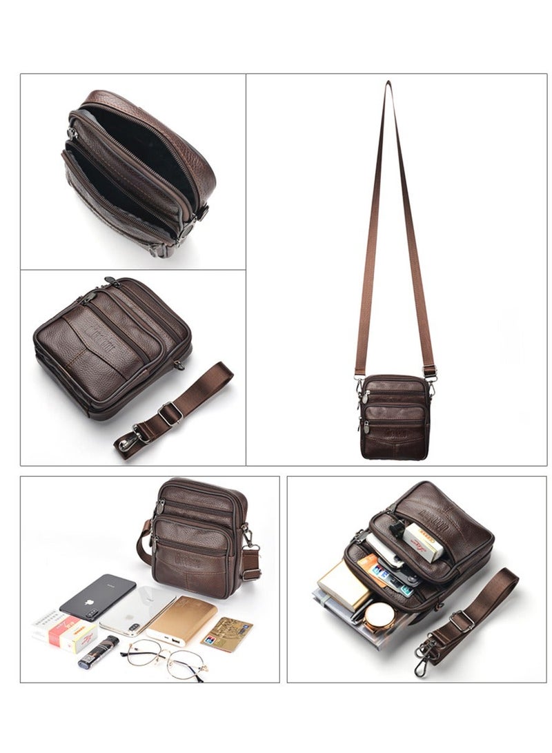 Deabolar 3-in-1 Crossbody Bag for Men Stylish Cowhide Messenger Satchel - Image 3