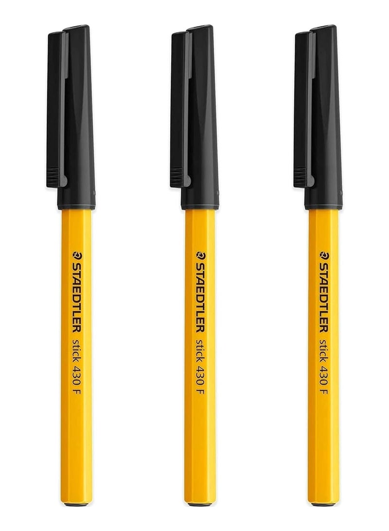 Staedtler Fine 430 F Stick Ballpoint Pens Writing Pen Smooth - Black & Blue Ink - Pack Of 6 - Image 5