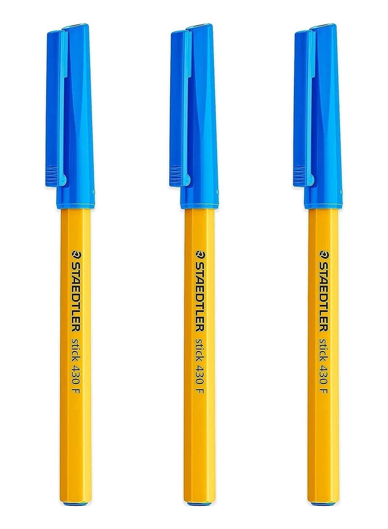 Staedtler Fine 430 F Stick Ballpoint Pens Writing Pen Smooth - Black & Blue Ink - Pack Of 6 - Image 4