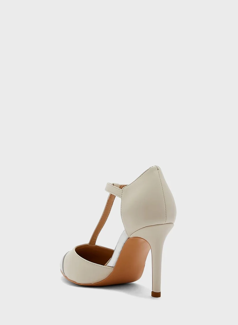 Khizana Metallic Toecap Ankle Strap Pointed Pump