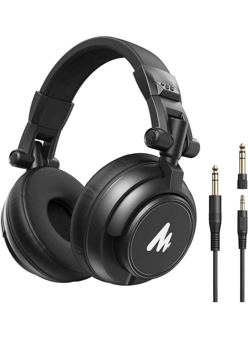 MAONO MH601 Professional Studio Monitor Headphones, Wired Closed Back Over Ear DJ Headset with 50mm Drivers and 1/4 inch to 3.5mm Jack for Guitar Amp Recording Mixing Piano Music Production Podcast - Image 1
