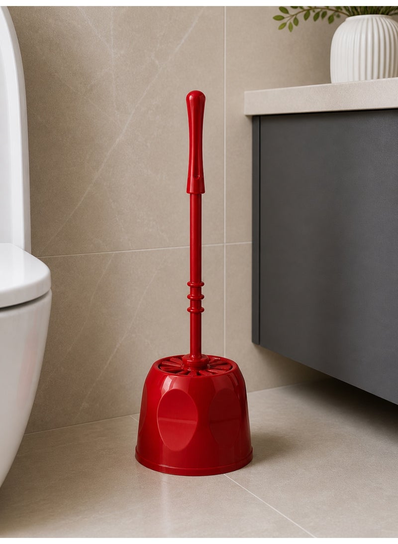 Toilet cleaning brush, sturdy bristles, long handle, storage base