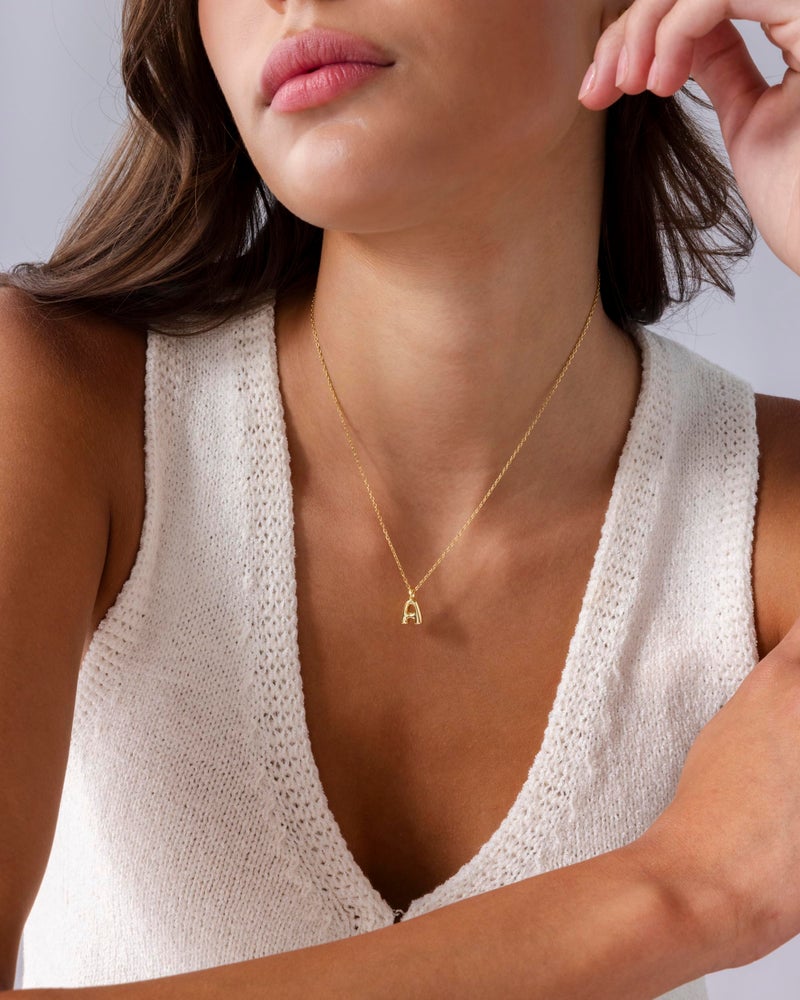 PAVOI 14K Yellow Gold Plated Bubble Initial Letter Pendant Necklace for Women - Chunky Alphabet Necklace - Letter E - Image 4