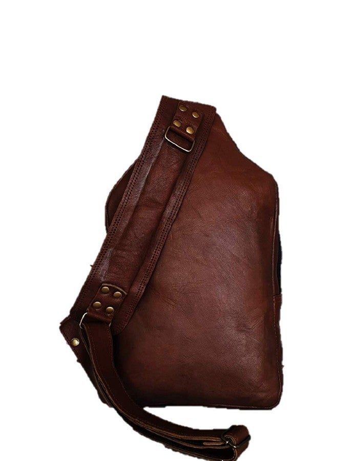 RSN Unisex Leather Bags and Backpacks For College, Travelling, Camping, Cycling and Hiking - Brown - Size: LxBxH - 9x10x3.5 inches - Image 5