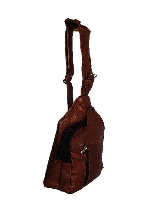 RSN Unisex Leather Bags and Backpacks For College, Travelling, Camping, Cycling and Hiking - Brown - Size: LxBxH - 9x10x3.5 inches - Image 3