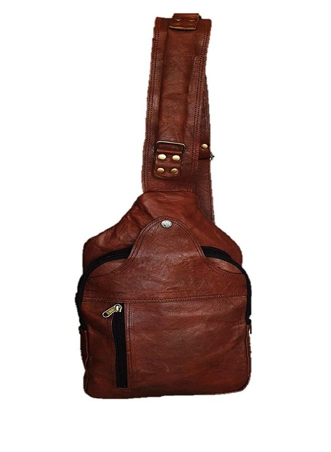 RSN Unisex Leather Bags and Backpacks For College, Travelling, Camping, Cycling and Hiking - Brown - Size: LxBxH - 9x10x3.5 inches - Image 1