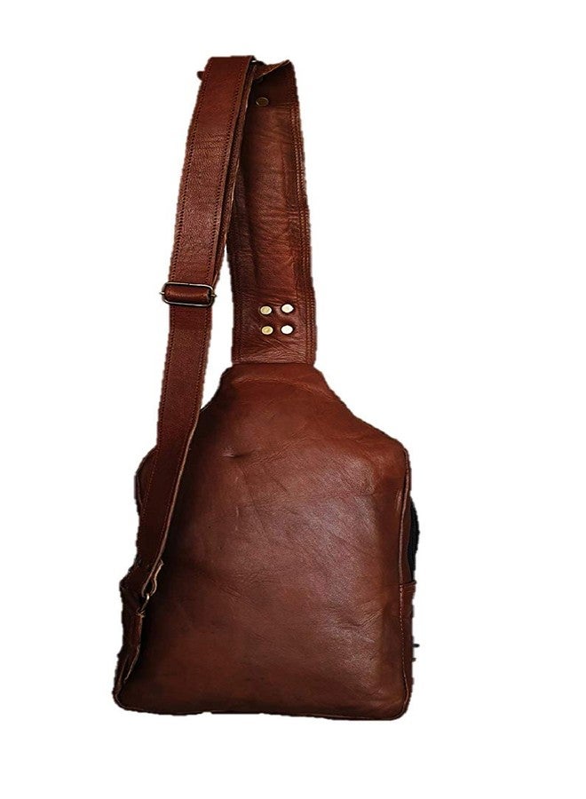 RSN Unisex Leather Bags and Backpacks For College, Travelling, Camping, Cycling and Hiking - Brown - Size: LxBxH - 9x10x3.5 inches - Image 4