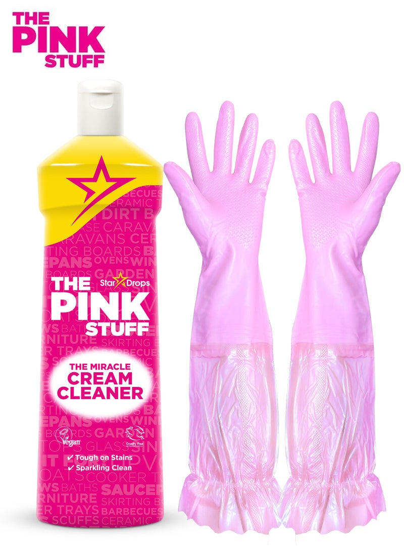 ذا بينك ستاف كريم التنظيف المعجزة + قفاز تنظيف مبطن بالمخمل 50 سم للتنظيف الخارق - Image 1