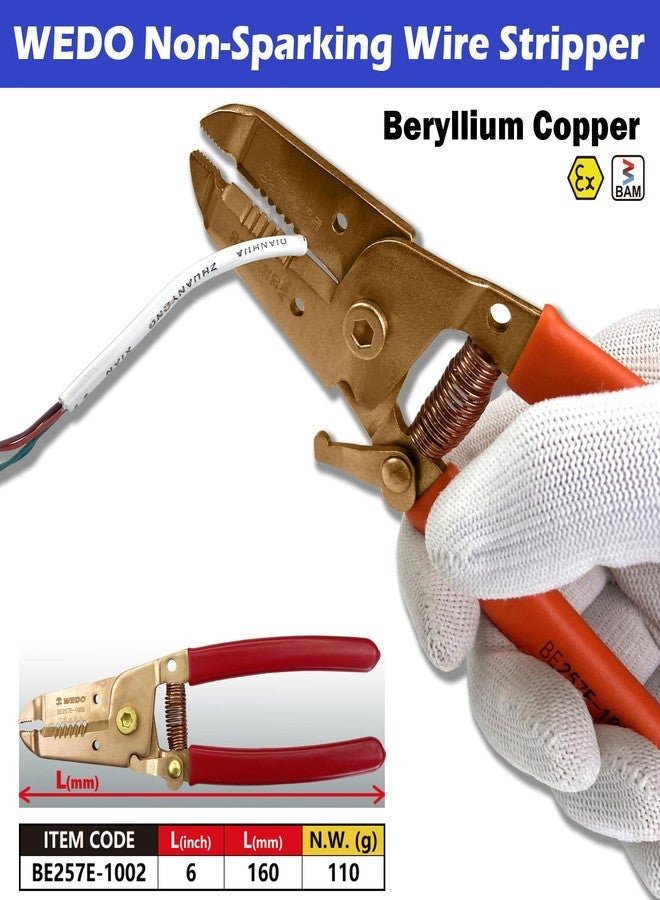 WEDO Wire Stripper,Non-Sparking Wire Cutter,20-30 AWG Solid,Beryllium Copper,6-Inch Wire Stripper Tool,DIN Standard, BAM Certificate,Wire Cutter Stripper With Non-slip Handle - Image 2