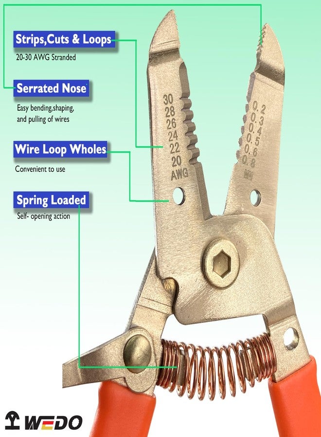 WEDO Wire Stripper,Non-Sparking Wire Cutter,20-30 AWG Solid,Beryllium Copper,6-Inch Wire Stripper Tool,DIN Standard, BAM Certificate,Wire Cutter Stripper With Non-slip Handle - Image 3