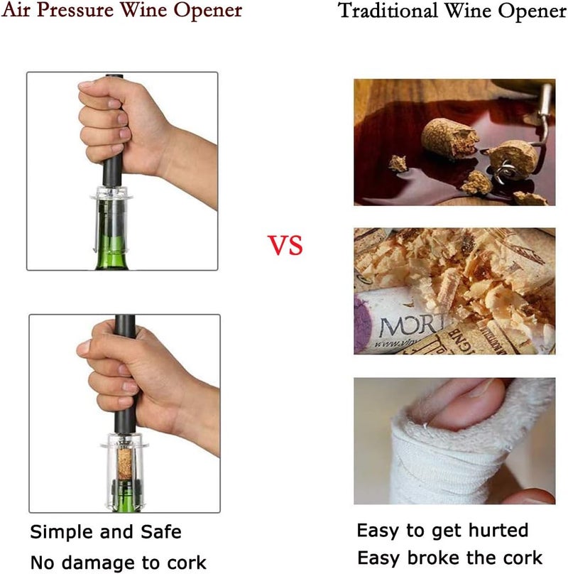 Mincham Air Pressure Wine Bottle Opener with Foil Cutter, Wine Aerator Pourer, 2 Vacuum Wine Stoppers, Storage Base (6 PCS), Corkscrew Wine Opener, The Best Wine gifts for Wine Lovers - Image 3