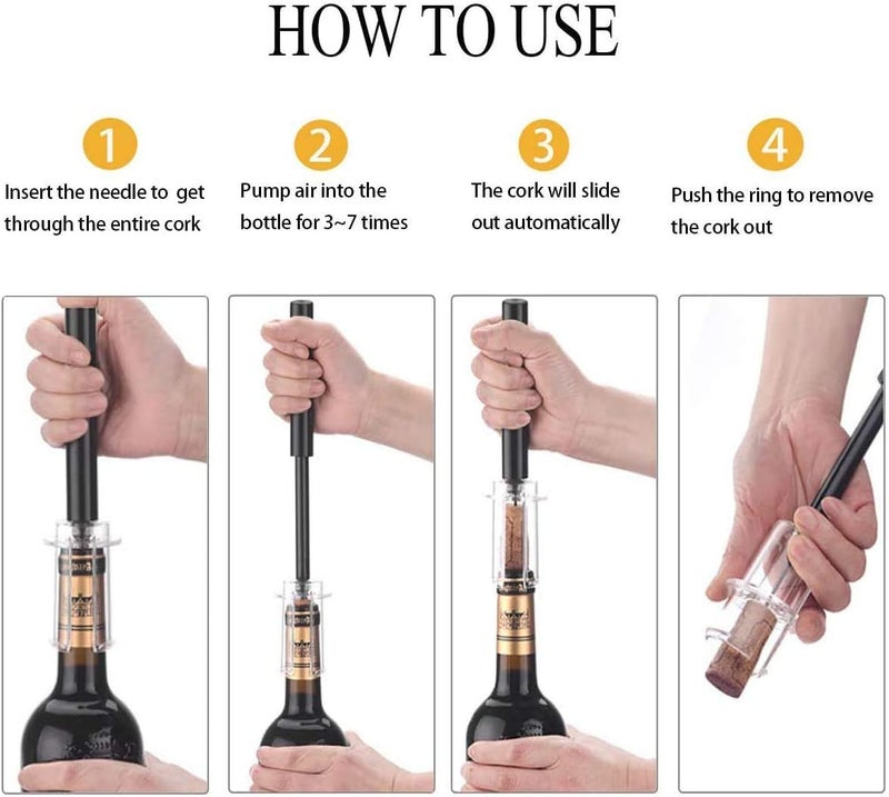 Mincham Air Pressure Wine Bottle Opener with Foil Cutter, Wine Aerator Pourer, 2 Vacuum Wine Stoppers, Storage Base (6 PCS), Corkscrew Wine Opener, The Best Wine gifts for Wine Lovers - Image 2