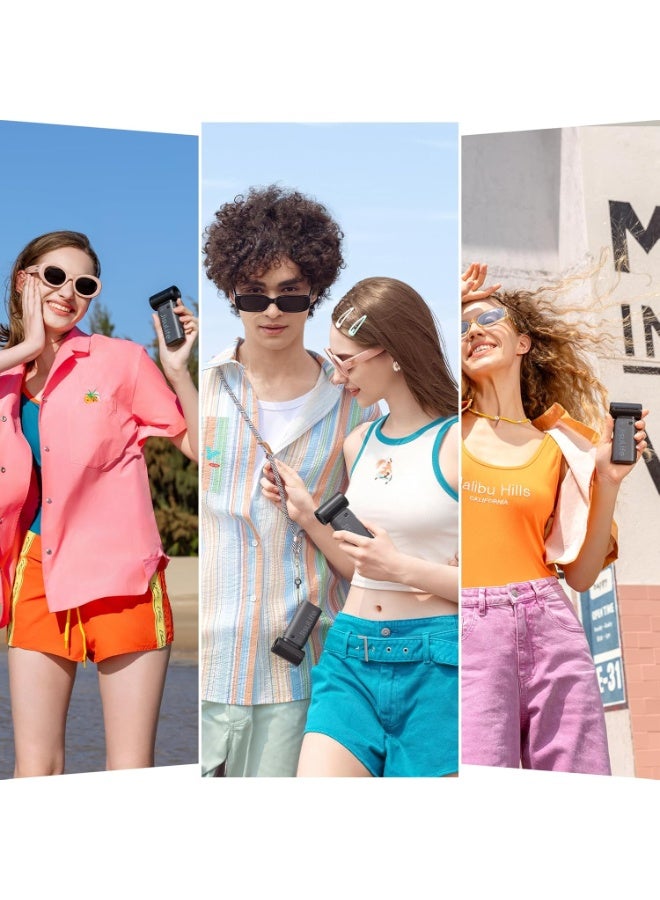 JISULIFE Portable Handheld Fan, Mini USB Rechargeable [18H Max Cooling Time], 5000mAh Small Battery Personal Makeup/Eyelash Fan, Pocket Fan with 5 Speeds for Women Men Travel Camping Outdoor Black - Image 2