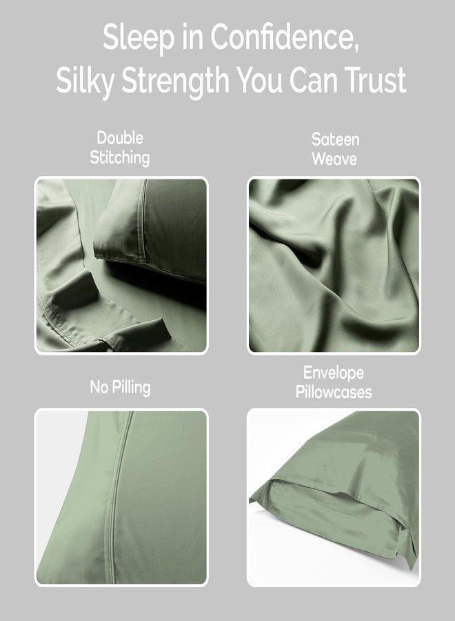 Olive + Crate Tencel Eucalyptus Pillowcases - 100% Tencel Lyocell Cooling Pillow Cases for Hot Sleepers - Hypoallergenic, Moisture-Wicking, Silk Alternative, Vegan - King Size Set of 2 [Moss] - Image 5