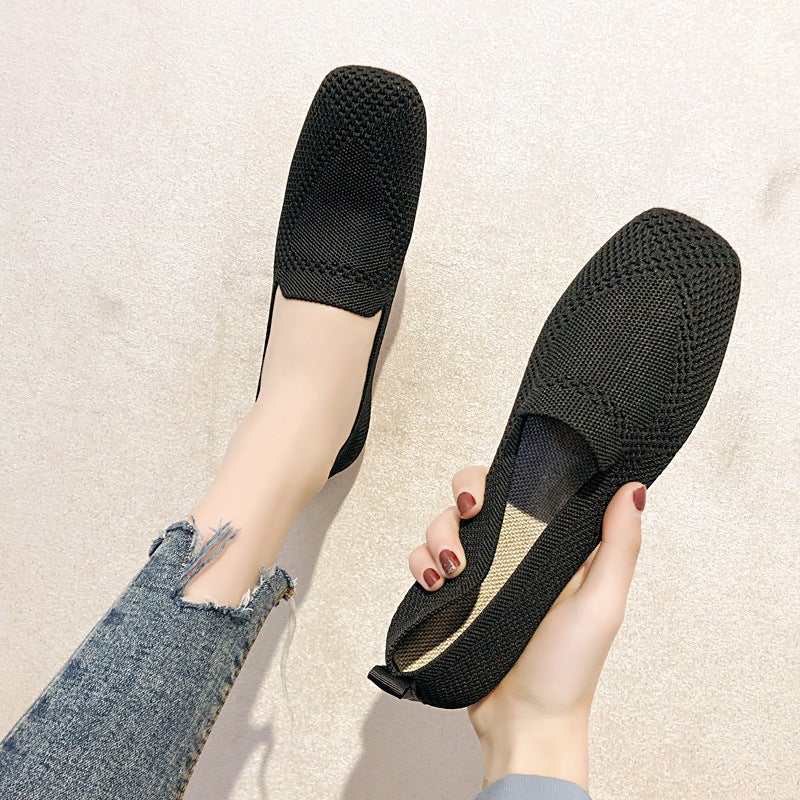 Women's Knit Ballet Flats - Square Toe, Soft Sole, Breathable - Image 4