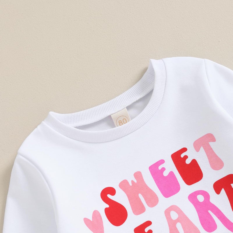 YINGISFITM Toddler Baby Girl Valentines Outfit Sweet Heart Shirt Long Sleeve Sweatshirt Bell Bottoms Spring Clothes (Heart print, 3-4 Years) - Image 5